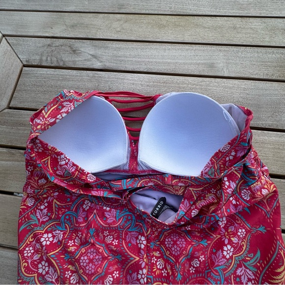 Torrid swimsuit Women size 3 ladder front One Piece lattice straps medallion 3X - Picture 10 of 16